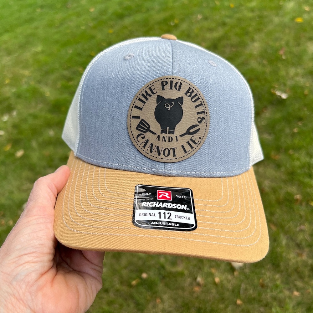 Richardson 112 Trucker Hat with I like Pig Butts Patch